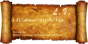 Löwbeer Vitális névjegykártya